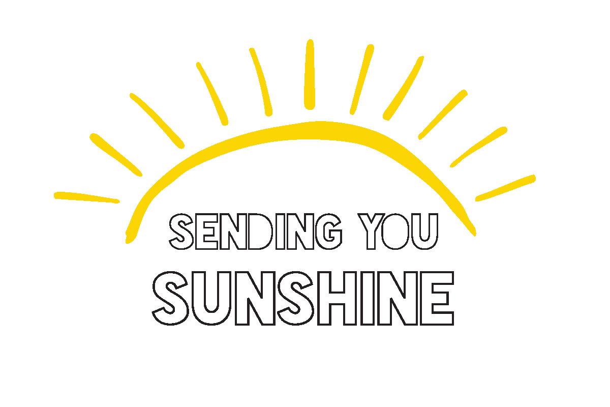the words sending you sunshine on a white background