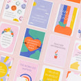 Load image into Gallery viewer, a pink background with a variety of cards on it