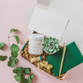 Load image into Gallery viewer, a gift box with a candle, a notepad, and a succulent
