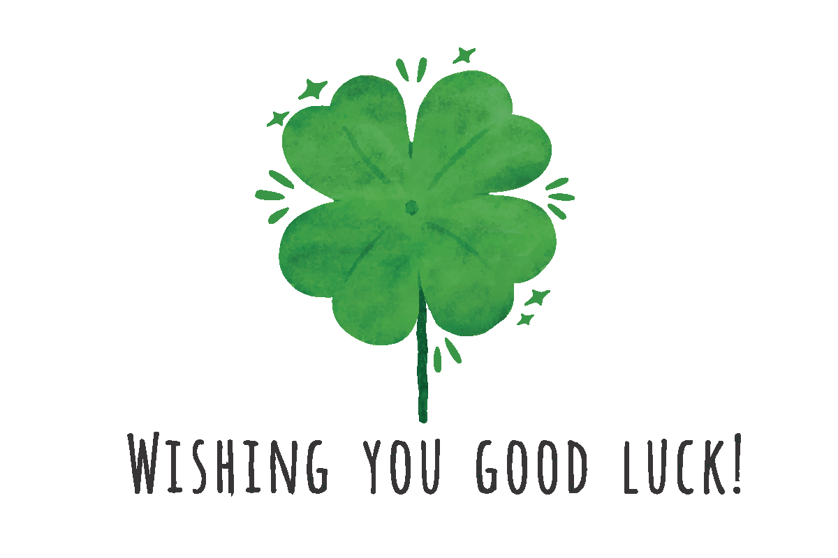 a four leaf clover with the words wishing you good luck