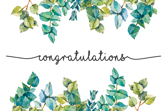 congratulations card with watercolor leaves