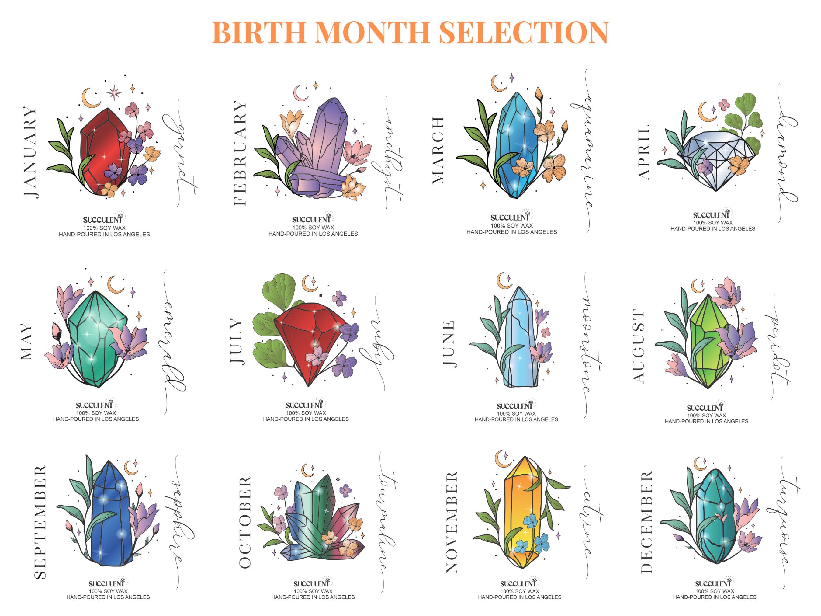 新品POTETE Birth month stone clip Jan Apr Birthstone Gemstones, All Birthstones Are Available Precious